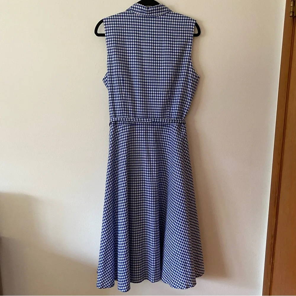 Be by Chetta B. Gingham Button Up Tie Waist A-Line Sleeveless Dress - Picture 6 of 12